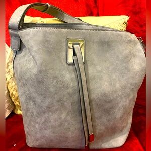 Faux Leather Gray Hobo Bag